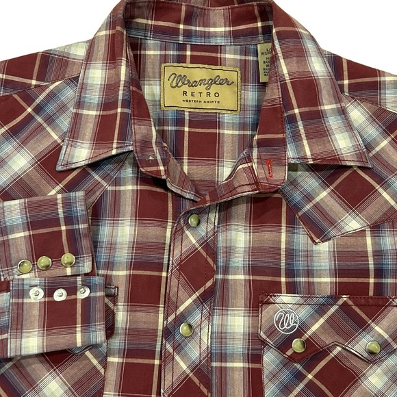 Wrangler Western Shirt Pearl Snaps Long Sleeve L - Picture 1 of 11